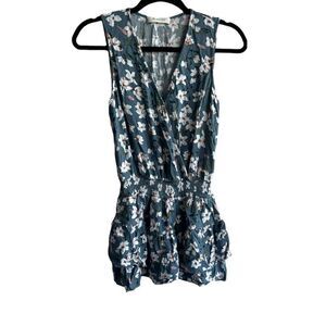 Mustard Seed Blue Floral Tunic Top